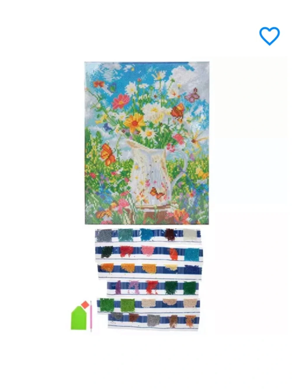 Diamond Art Canvas - Floral Watering Can in White and Multicolor, 2026